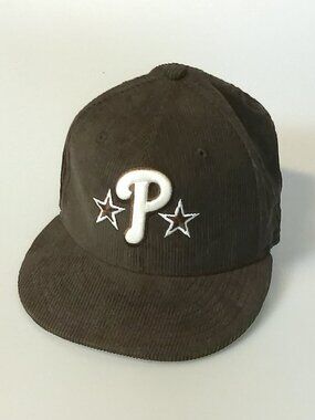 Philadelphia Phillies Brown Corduroy New Era 59FIFTY Hat Size 7 1996 All Star